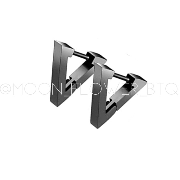 MoonFlowerBtq Jewelry - Punk Goth Triangle Huggie Hoop Earrings